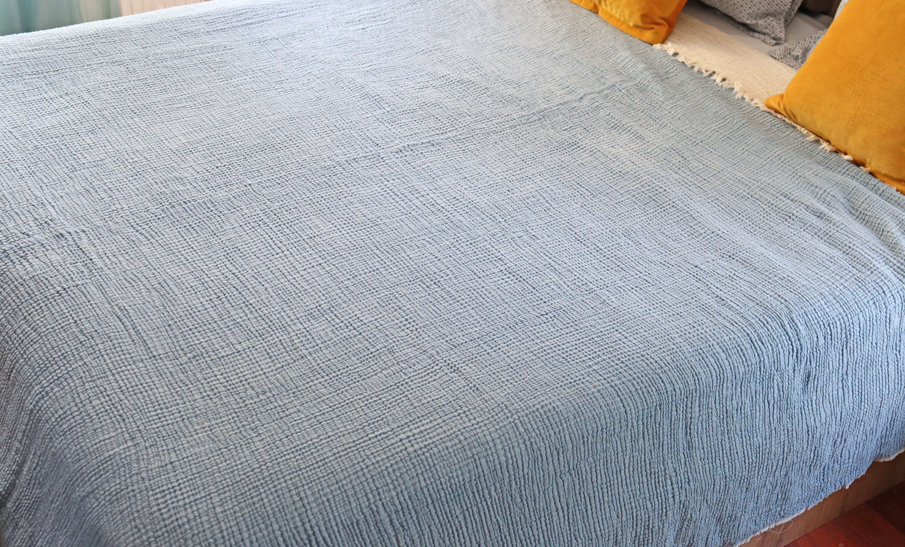 Muslin Blanket Throw Blue Soft Throw Gauze Blanket Turkish Etsy