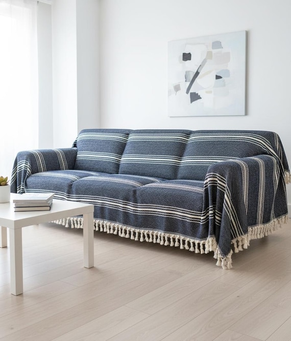 Weiche große Baumwolldecke, Sofaüberwurf, gestreifte moderne Couchüberwurf