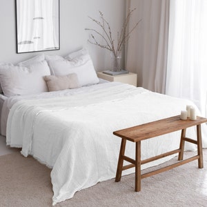 Organic Cotton Throw, White Bedspread King Queen, Boho Bed Throw Blanket, Gauze MuslinBedspread, Bed Coverlet, 4 Layers Blanket