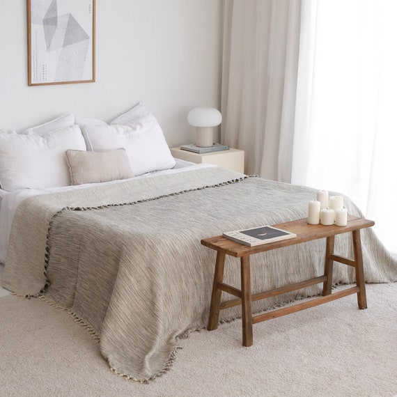 Oversize Bed Throw Blanket King Size Coverlet Soft Woven Throw Blanket Eco Gift Housewarming Gift Bedding Decor Throw Cotton Bedspread Etsy