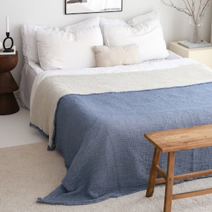 Summer King Bedspread, Soft Cotton Bed Cover, Oversize Bedspread, Organic Cotton Throw, Farmhouse Blanket, Gift For Mom Wife