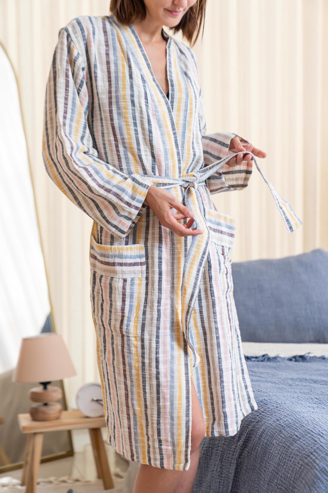 American Soft Linen Luxury Women’s Robe – 100% Cotton, Quick Dry, Turkish Bathrobe for Wholesale