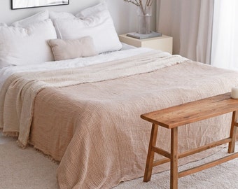 Soft Muslin Bedspread Queen King, Adult Muslin Throw Blanket, Gauze Cotton Throw Blanket, Muslin Bed Cover, Lightweight Large Blanket