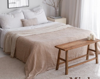 MUSLIN GAUZE THROW Blanket, 4 Layer Boho Cotton Bedspread, King Queen Muslin Bedspread, Soft Summer Bedspread, Adult Throw Blanket, Oversize