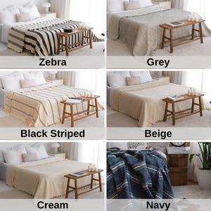 King Bed Throw Blanket, Cotton Coverlet Queen, Striped Throw Blanket, King Size Bedspread, Soft Warm Tassel Blanket, Bed Spread Queen, Zebra image 6