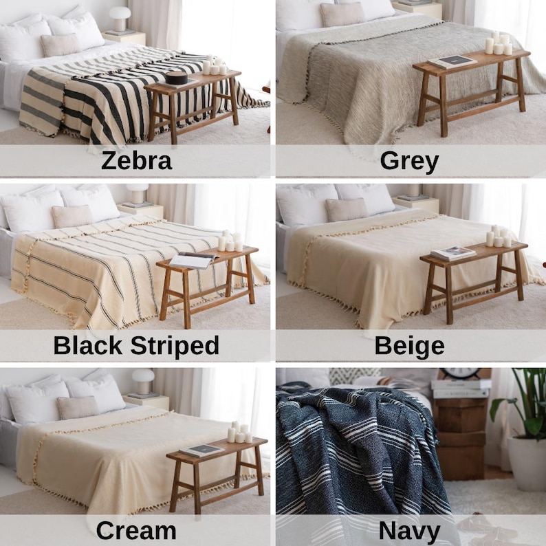 King Bed Throw Blanket, Cotton Coverlet Queen, Striped Throw Blanket, King Size Bedspread, Soft Warm Tassel Blanket, Bed Spread Queen, Zebra image 6