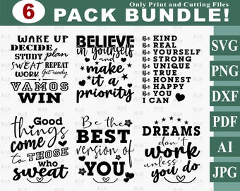 Motivational Quote SVG Bundle | Positive Life Sayings (Digital Download)