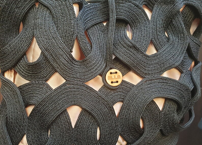 Black Handmade Rope Woven Bag, Handwoven Shoulder Bag, Evening Bag ...