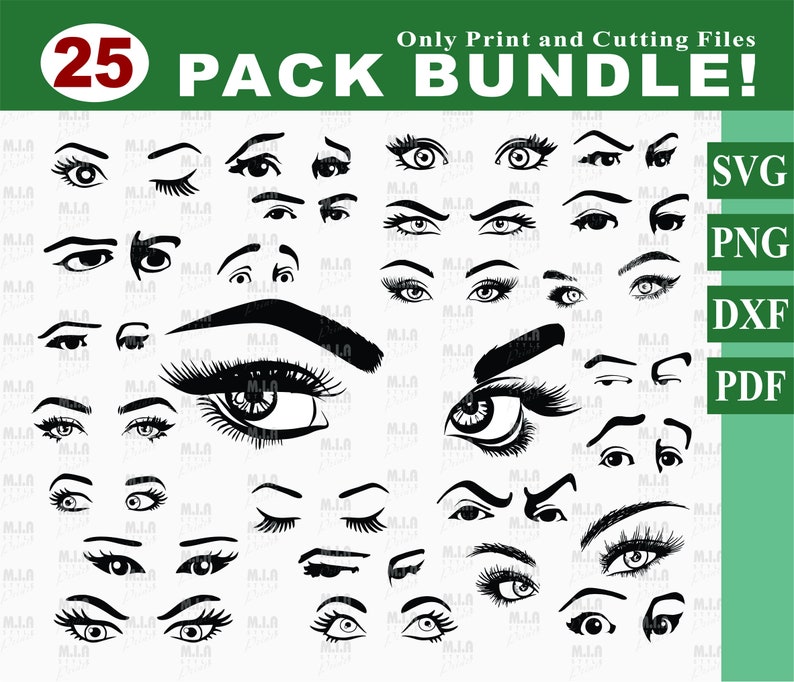 Eyes Svg Bundle, Eyelashes Girl SVG, Eye Mimicry, Eyebrows Svg, Eyebrow
