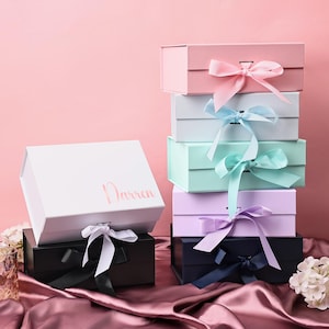 7 Colors MAGNETIC Gift Box, Custom Empty Gift Box with Ribbon, Bridal Proposal Box, Will You Be My Bridesmaid Box, Maid Of Honour Gift Box