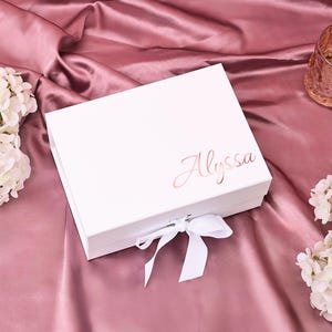 Personalized Bridesmaid Box with Rose Gold Foil Name, Magnetic Box, Custom Gift Boxes, Will You Be My Maid of Honor Proposal, Party Favors