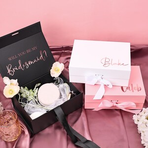 Custom Wedding Empty Gift Box, MAGNETIC Gift Box, Bridal Proposal Box with Ribbon, Will You Be My Bridesmaid Box, Maid Of Honour Gift Box