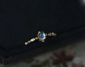 Dainty Moon stone Ring Gold, 925 Sterling Silver Ring, Dainty Birthstone Ring, Thin Tiny Ring, Minimalist Ring for Women, Everyday Jewelry