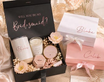 Custom MAGNETIC Gift Box,Empty Gift Box, Bridal Proposal Box, Will You Be My Bridesmaid, Maid Of Honour Gift Box, Bridal Shower Party Favors