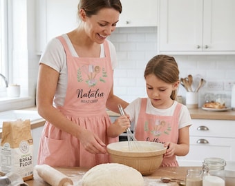 Linen Apron,Custom Apron,Parent-Child Aprons,Cooking Apron,Crossback Apron,Personalised Baking Apron,Housewarming Gift,Mother's Day Gift