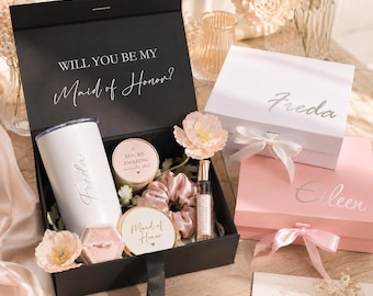 MAGNETIC White Gift Box | Custom Empty Gift Box | Proposal Box | Bridal Shower Party Favors | Maid of Honour Box | Will You Be My Bridesmaid