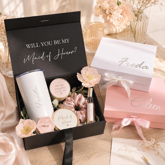 MAGNETIC White Gift Box | Custom Empty Gift Box | Proposal Box | Bridal Shower Party Favors | Maid of Honour Box | Will You Be My Bridesmaid