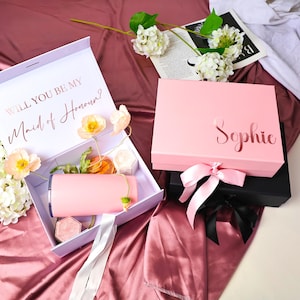 Personalized Maid of Honor Empty Gift Box | Custom Bridesmaid Proposal Box | Bridal Shower | MAGNETIC Gift Box | Will You Be My Bridesmaid