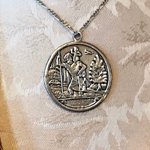 Vintage Sterling Silver St. Christopher Pendant - Travelers Protection Amulet
