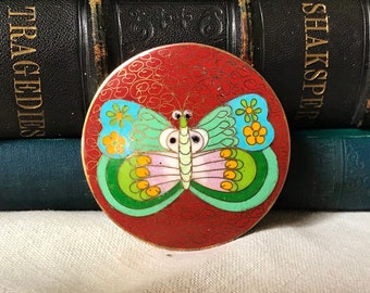 Vintage 1960s Belt Enamel Butterfly Cloisonne Woven Womens  display picture 3