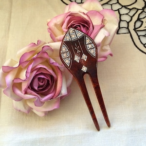 VICTORIAN RHiNESTONE HAIR COMB, ANTiQUE PLaSTiC Tortoise Brown Color, Hand-Painted, DecoraTiVe Hair AccESSory, BridaL Updo Hair Adornment