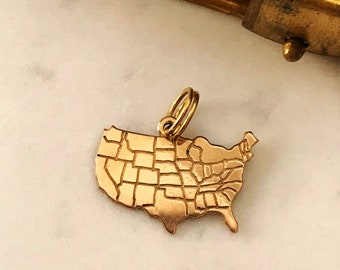 UNiTED STATES GoLD FiLLED CHaRM, 1/20 12k GF, Gold Charm for Charm BraCeLeT, Vintage Jewelry, stamped CCC, United States Pendant