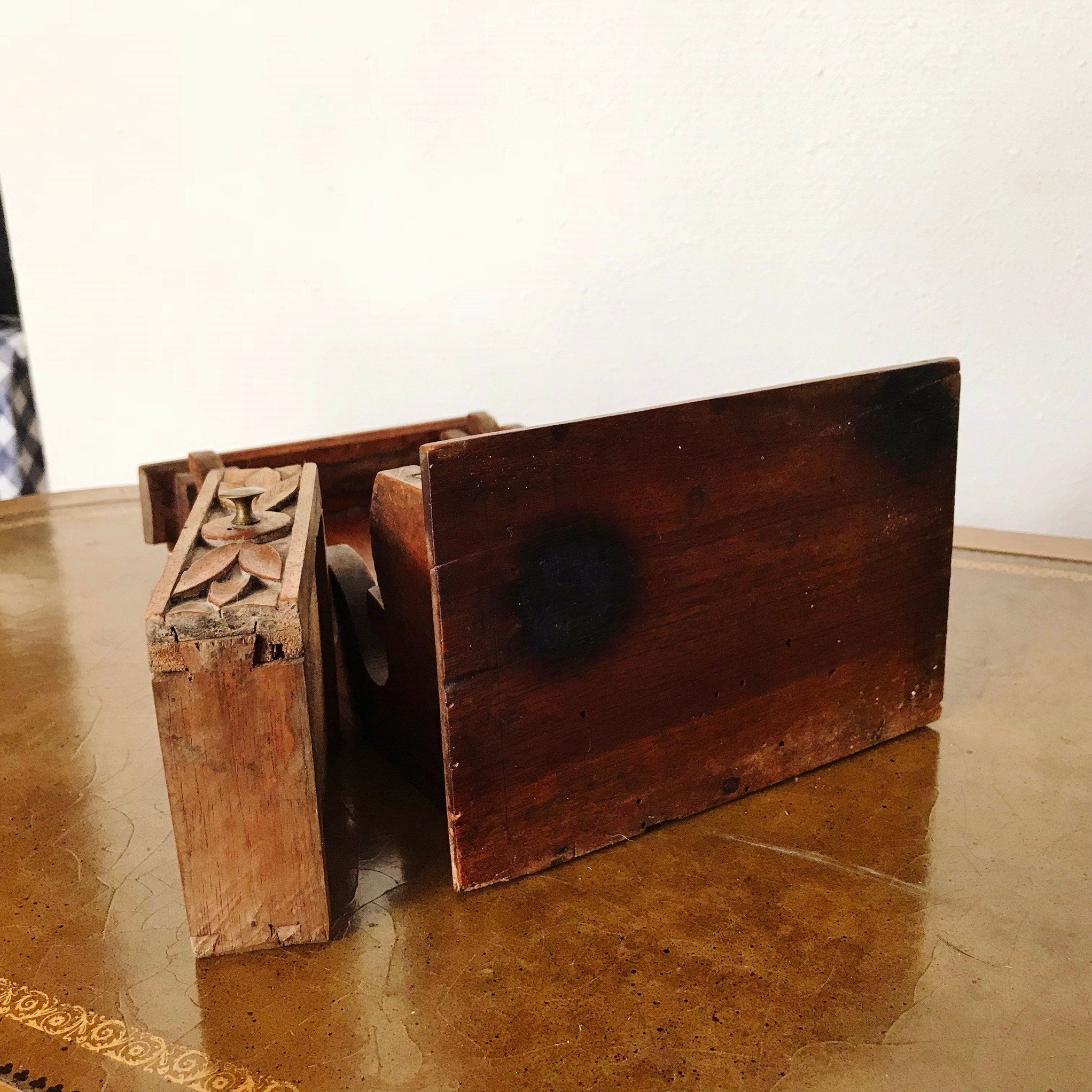 Hanging PIPE RACK, Antique Wood Caddy 6 Slots, Drawer, Lollipop Carved ...