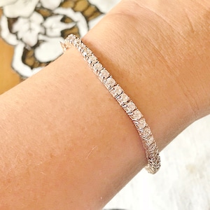 STERLING TENNIS BRACELET, Vintage SiLver BRACELeT, Cubic Zirconia, Women&#39;s Jewelry, Wedding Gift, sterling jewelry, 7-3/4&quot;, ShanniLuJewelry