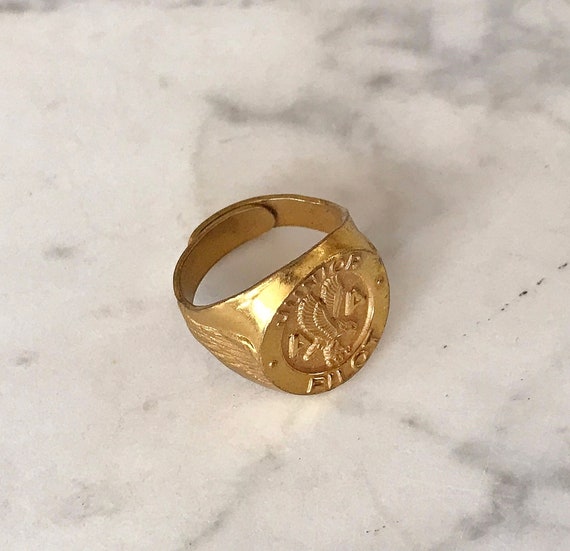 JUNIOR PILOT EAGLE RiNG, VinTage ADjustable BRaSS… - image 4