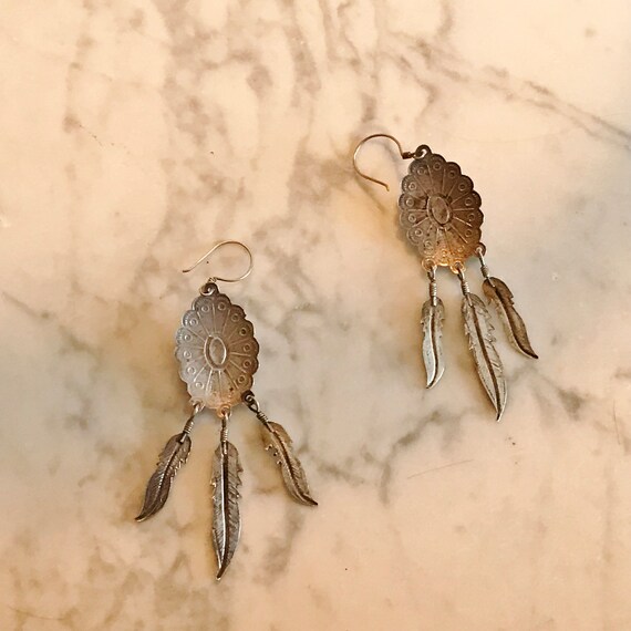 STERLING SHiELD EARRINGS, FeaTHeR DanGLes, MoonST… - image 8