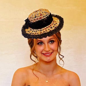 Vintage Valerie Modes Ivory Woven Hat Cream Summer Hat with Bow Garden Party Turn every entrance into a vintage moment with this elegant  main image 2