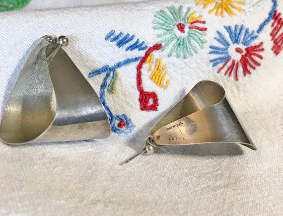 STERLING FOLDED Triangle EARRINGS, signed RoGERS,… - image 5