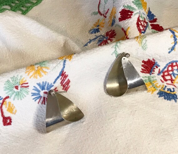 STERLING FOLDED Triangle EARRINGS, signed RoGERS,… - image 6