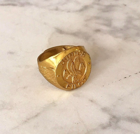 JUNIOR PILOT EAGLE RiNG, VinTage ADjustable BRaSS… - image 3
