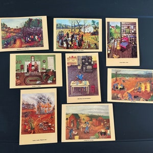 CARTES POSTALES QUEENA STOVALL, par FOLk Art AmeriCA, millésime 1975, BLACK MEMORABILIA AMERicanA, lot de 8, éphémère, inutilisé. Parfait pour encadrer !