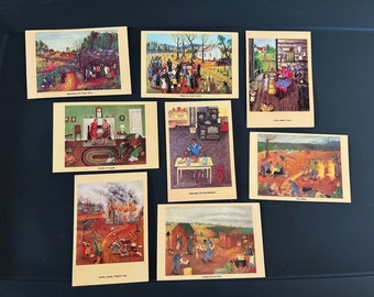 QUEENA STOVALL POSTCARDS, by FOLk Art AmeriCA, ViNTAGE 1975, BLaCK MeMORABILIA AmERIcanA, Set of 8, EPHemeRa, UnUsed