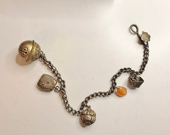 ANTIQUE CHINESE TALiSMAN BELL, CLoTHiNG AmuLeT charm, Palanquin OrnaMeNT, rice MeasuRe, Strawberry and CrotaL Bell, Leaf Hook, Qing Dynasty