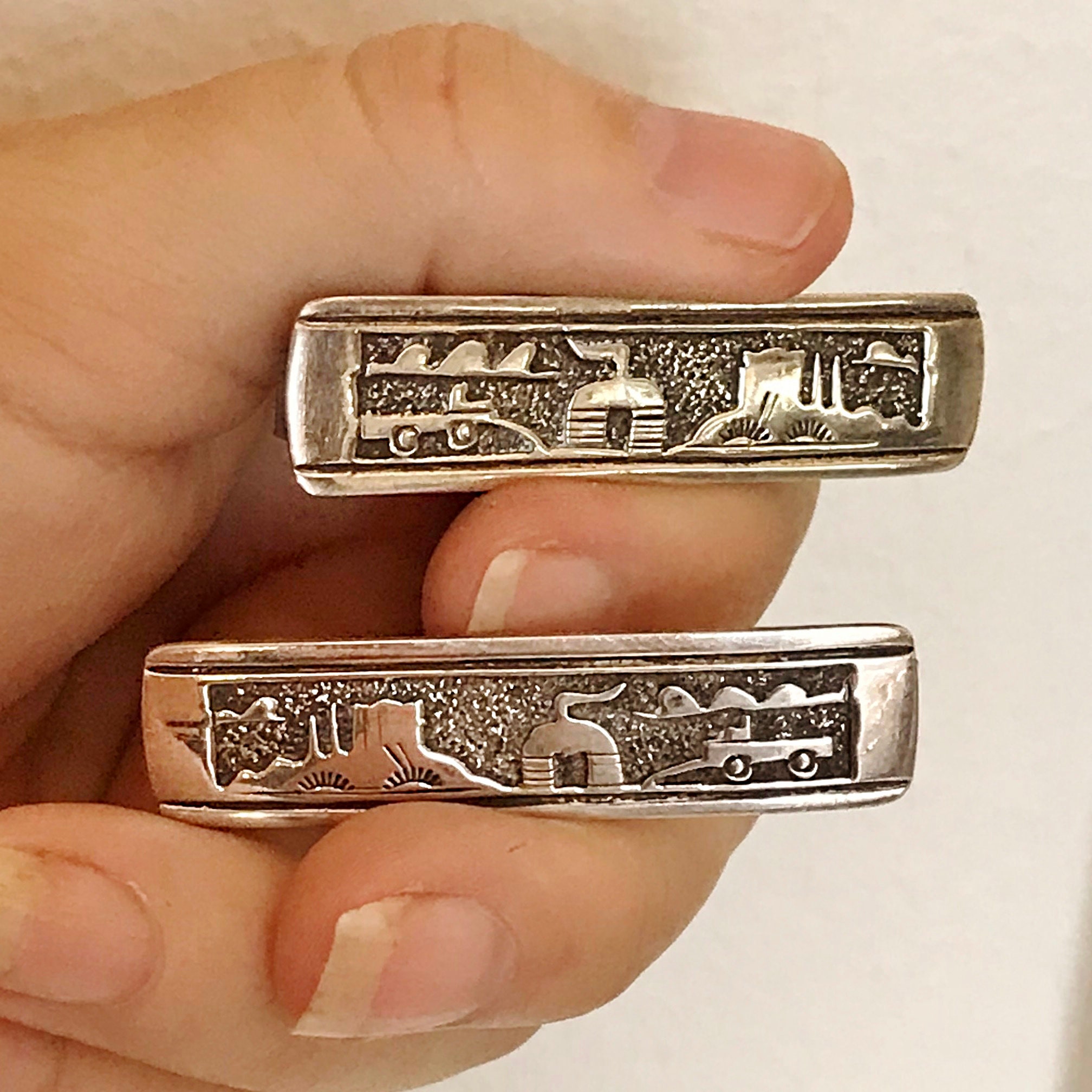 Vintage Navajo Sterling Silver Story Teller Hair Barrette Hopi Style Overlay il_fullxfull.2871991364_b0fc.jpg main image 2