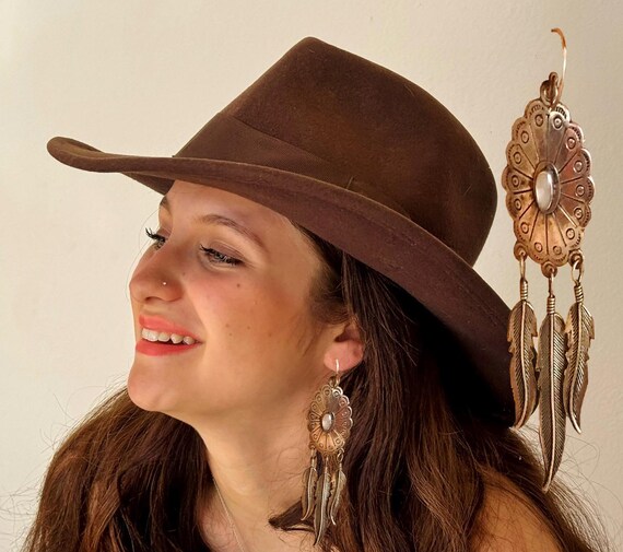 STERLING SHiELD EARRINGS, FeaTHeR DanGLes, MoonST… - image 1