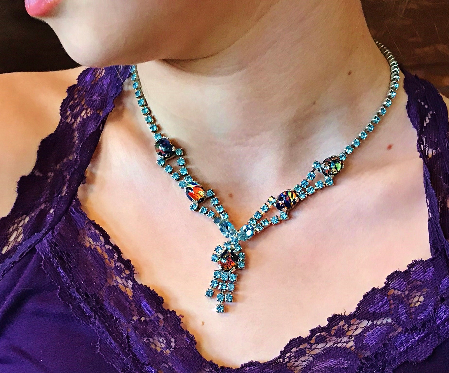 Light blue costume jewelry best sale