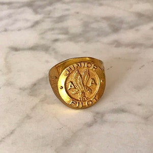 JUNIOR PILOT EAGLE RiNG, VinTage ADjustable BRaSS EaGLE Ring, American Airlines Premium giveaway, chiLDrens toys, Airline CoLLecTiBLes