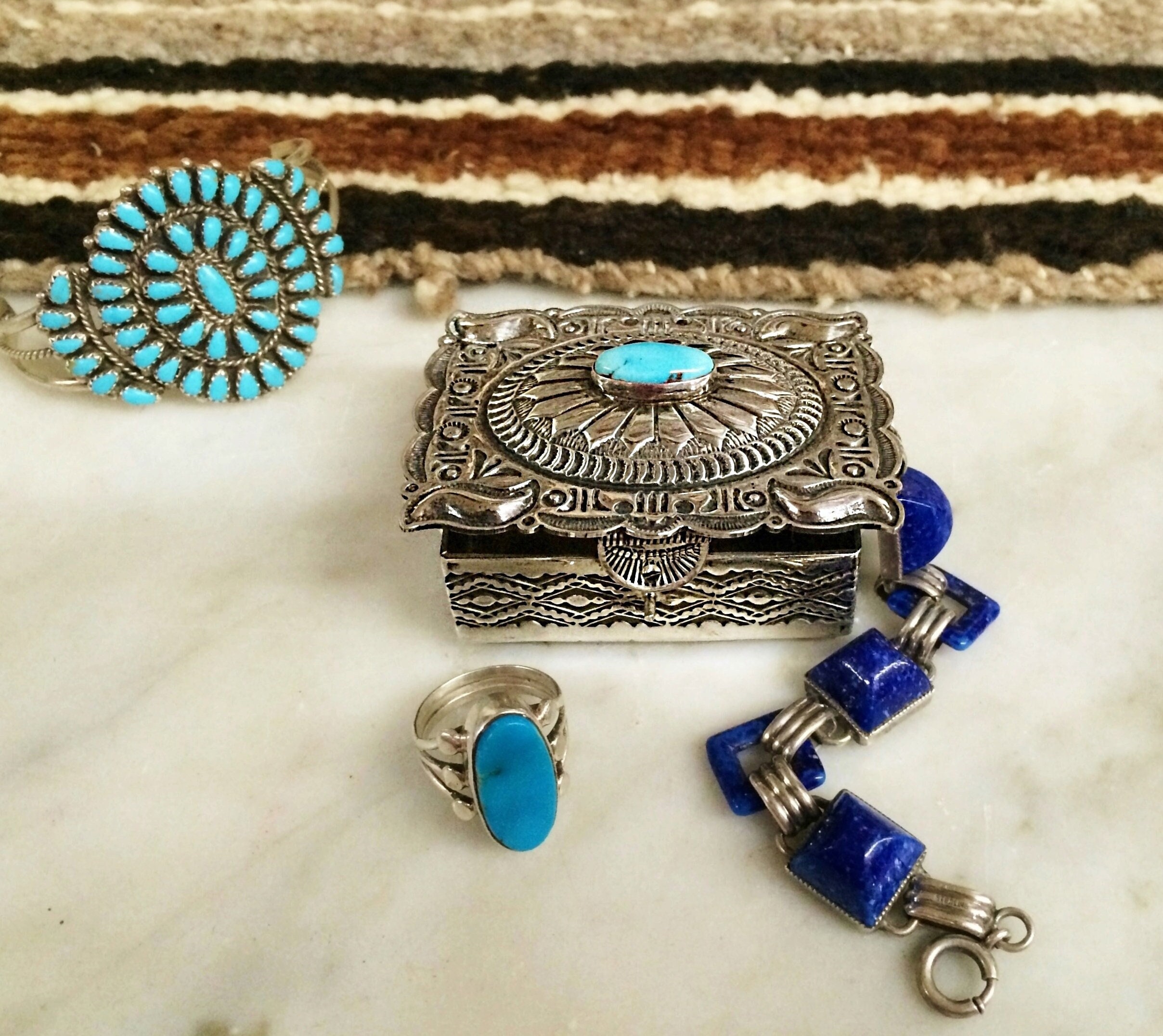 SUNSHINE REEVES STERLING Box, Navajo Silversmith, Native American