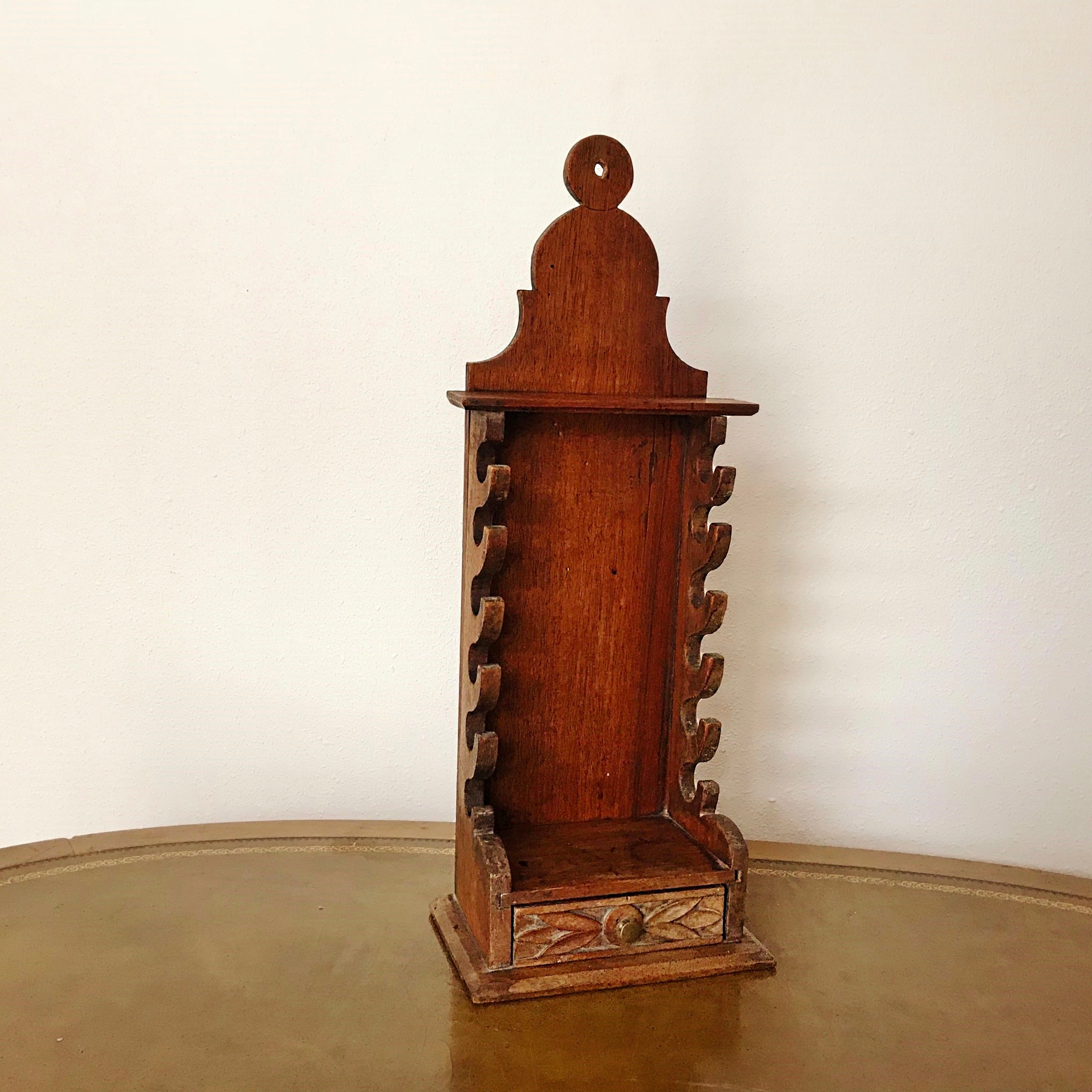 Hanging PIPE RACK, Antique Wood Caddy 6 Slots, Drawer, Lollipop Carved ...