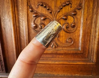 STERLING ETCHED THIMBLE, VinTaGe SeWinG CoLLecTibleS NoTions, StamPeD 925, Mother's Day GiFt, Flourishes and CurliCues, Made in Mexico,