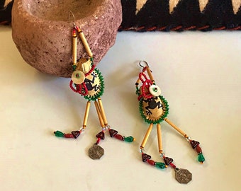 PENDIENTES DE BOLSA DE MEDICAMENTOS, CUERO CON CUENTAS, RANA PINTADA A MANO, REGALIA, OJO QUE TODO LO VEA, YING Y YANG, ARTE VINTAGE DE LOS NACIÓN AMERICANA, PORTAPOLEN