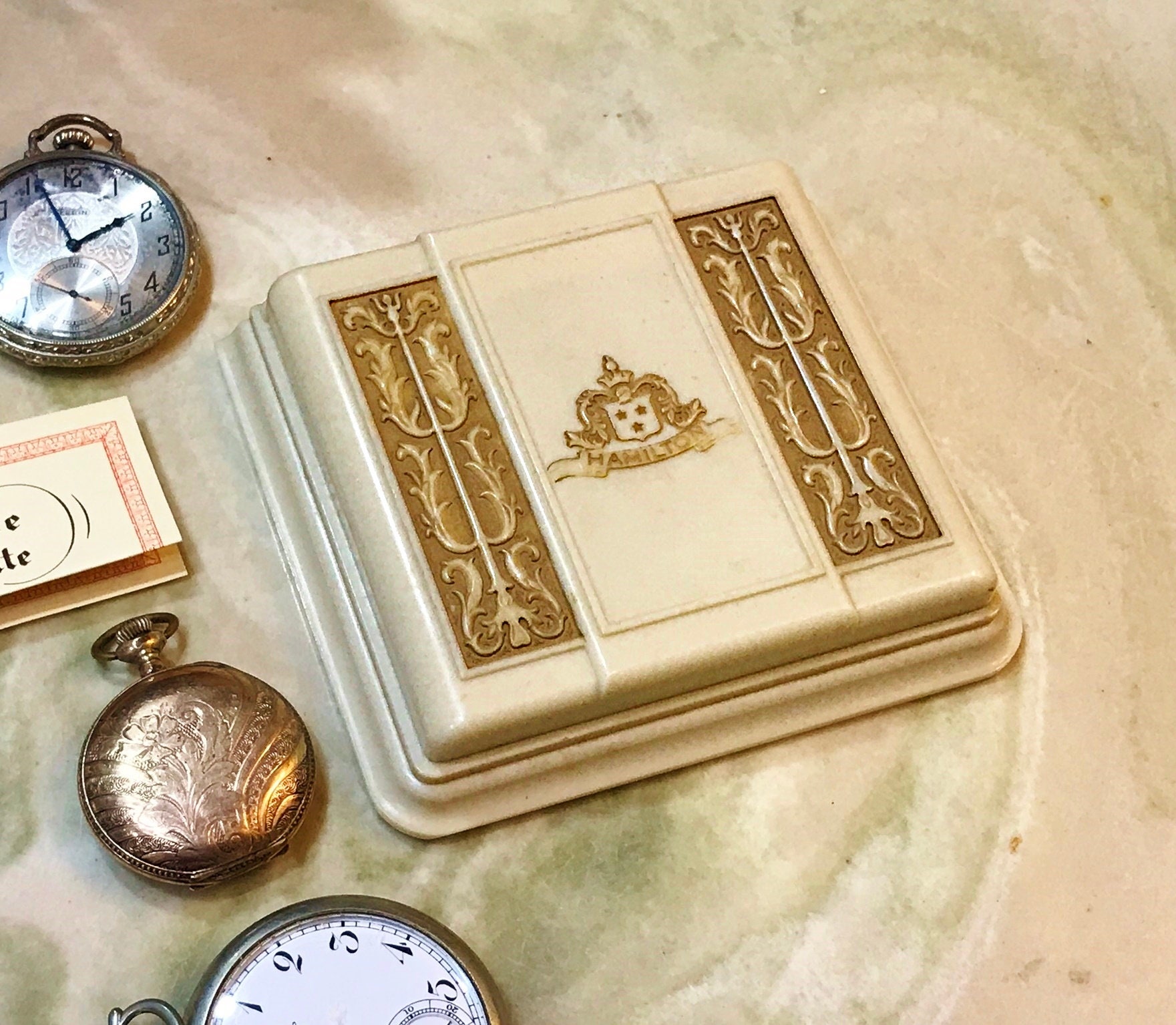 Vintage HAMILTON POCKETWATCH BOX, off White Celluloid Box, Blue Velvet  Liner, Louisville Kentucky, Jewelry Box, Display Box. Box Only - Etsy
