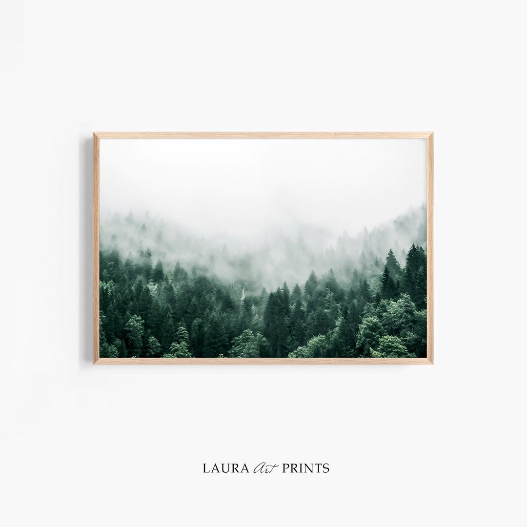 Foggy Forest Print Horizontal Prints Misty Mountain Wall - Etsy