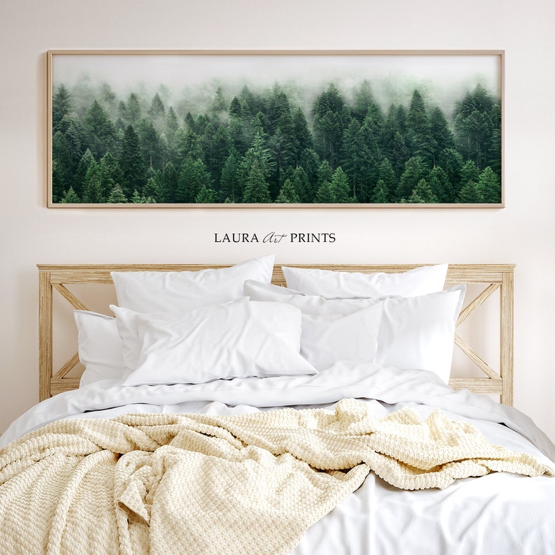 Foggy Forest Print Panoramic Wall Art Misty Mountain Wall Etsy