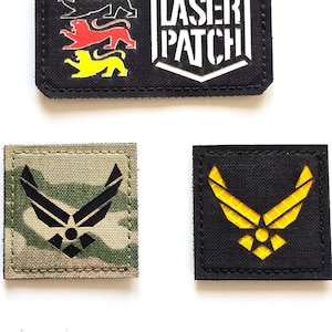 Parche militar | Parche de la Fuerza Aérea de EE. UU. con tu texto - Gancho para parches personalizados cortados con láser