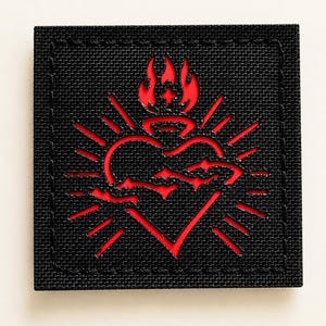 Sacred Heart of Jesus Patch, Christian Tactical Patch, Catholic Orthodox Morale Patch, Religious Hook Backing Patch